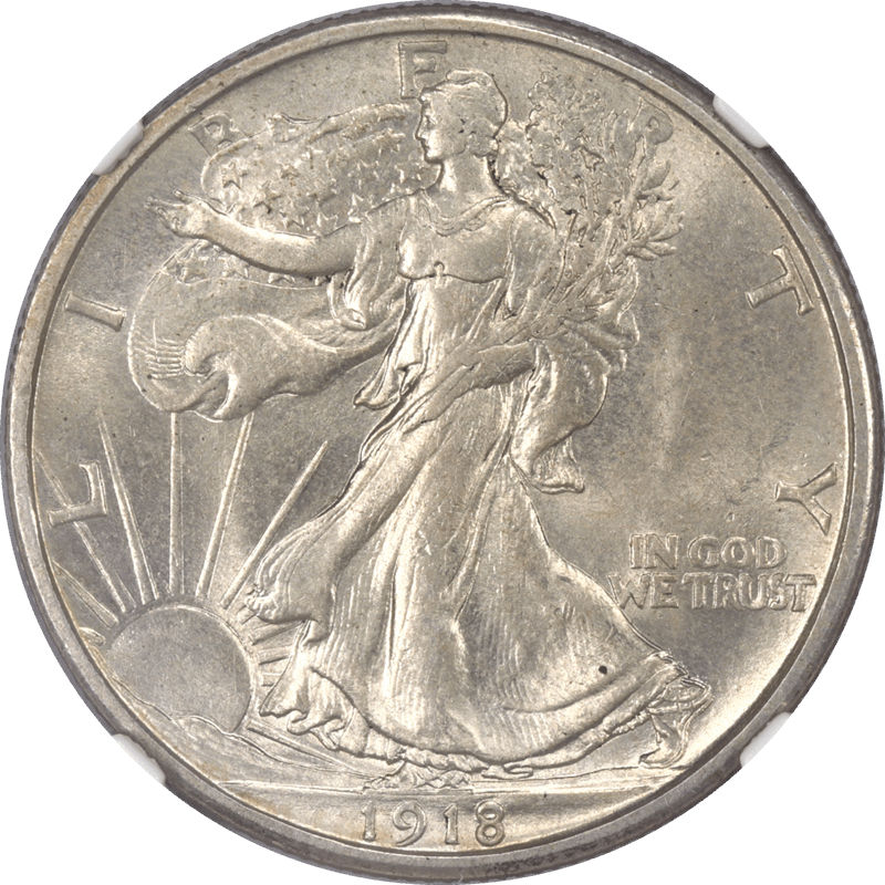 1918-S Walking Liberty Half Dollar 50c NGC MS 62 - Nice Original Coin