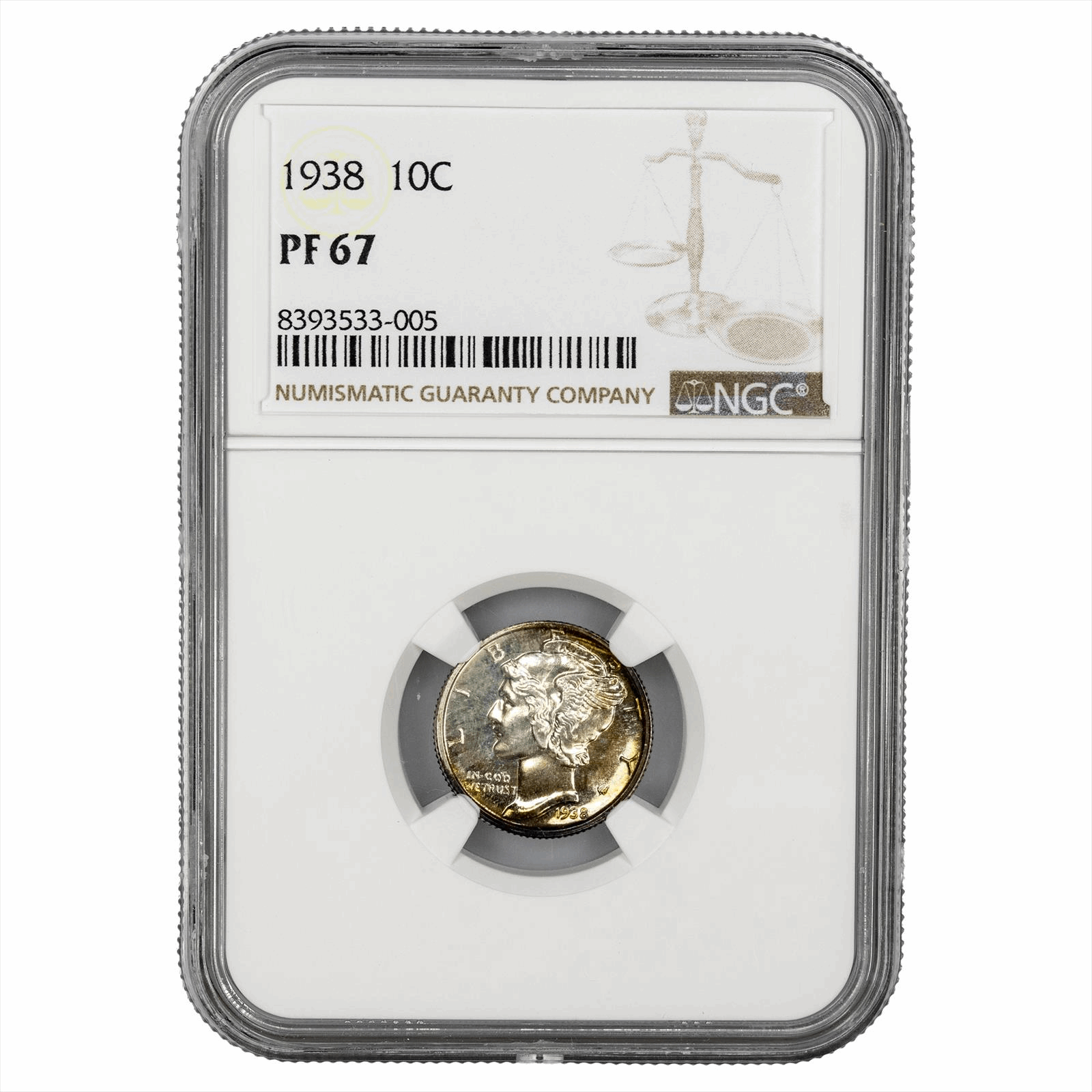 1938  Mercury Dime 10C NGC PF 67