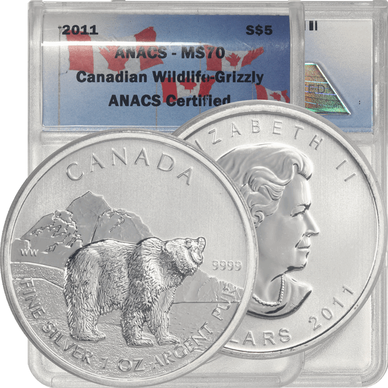 Canada 2011 Wildlife-Grizzly Silver ANACS MS70