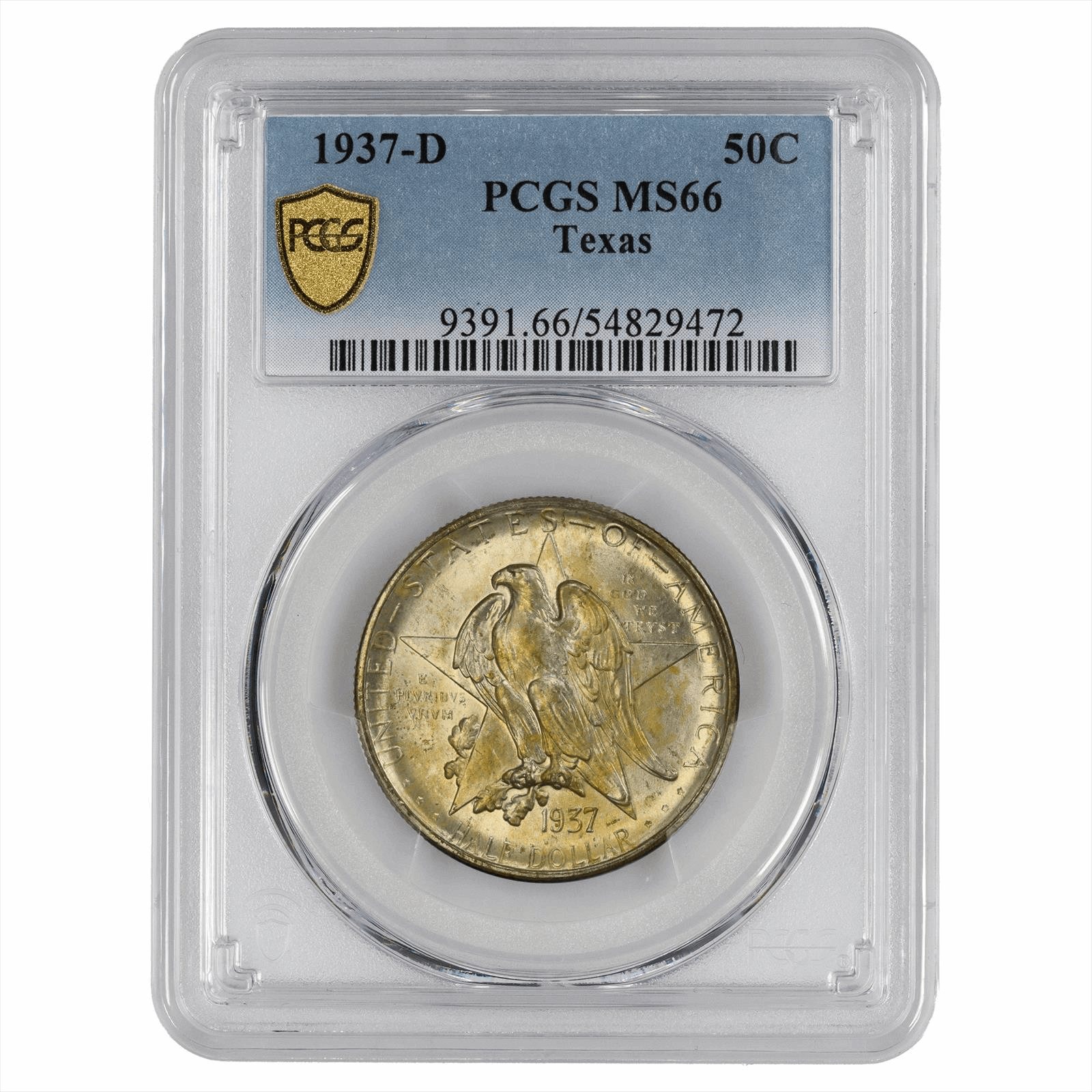 1937-D 50C Texas Commemorative Half Dollar 50c PCGS MS 66