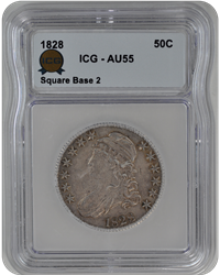 1828 ICG Capped Bust Half Dollar AU 55