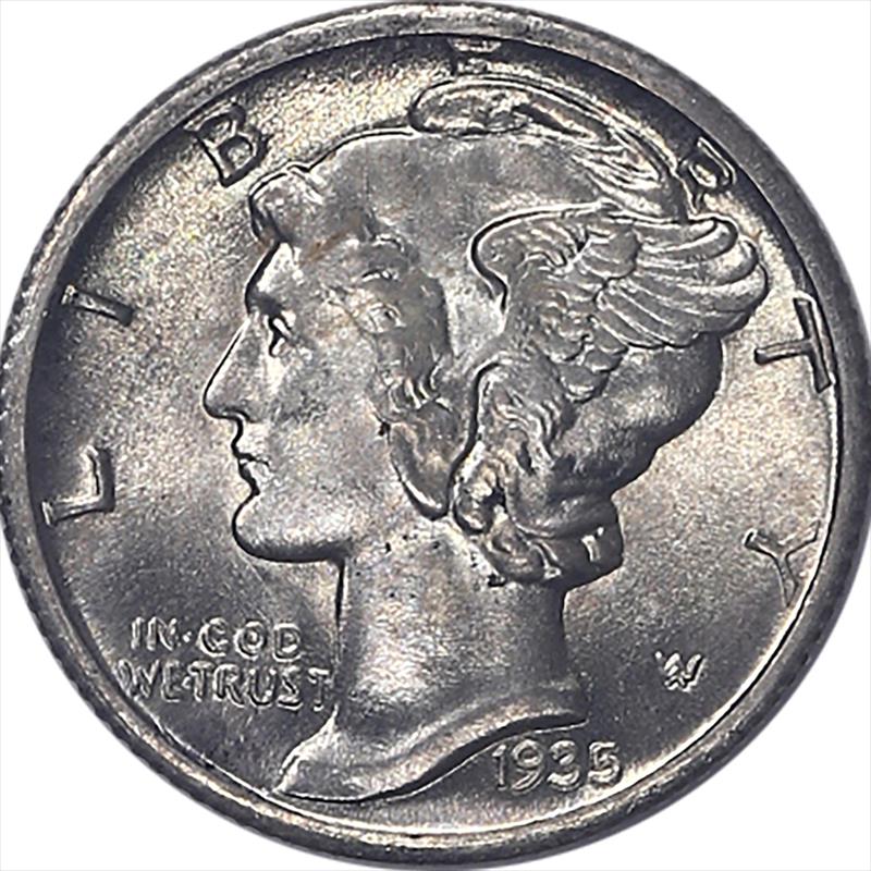1935 Mercury Dime 10c Choice Uncirculated - Nice Original Coin 