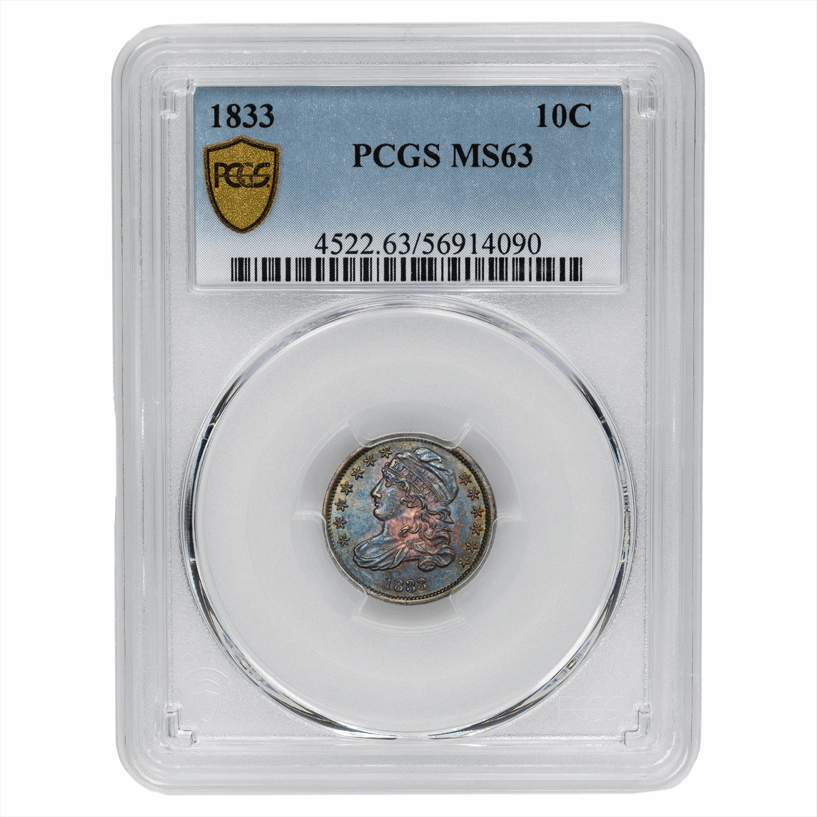 1833 Capped Bust Dime 10C PCGS MS 63