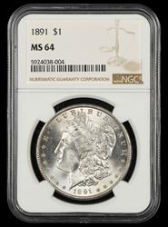 1891 $1 NGC MS 64