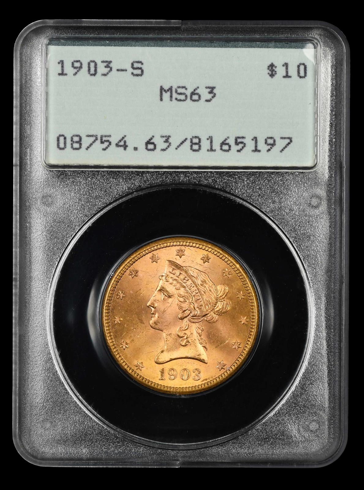1903-S $10  Gold Rattler PCGS  MS63
