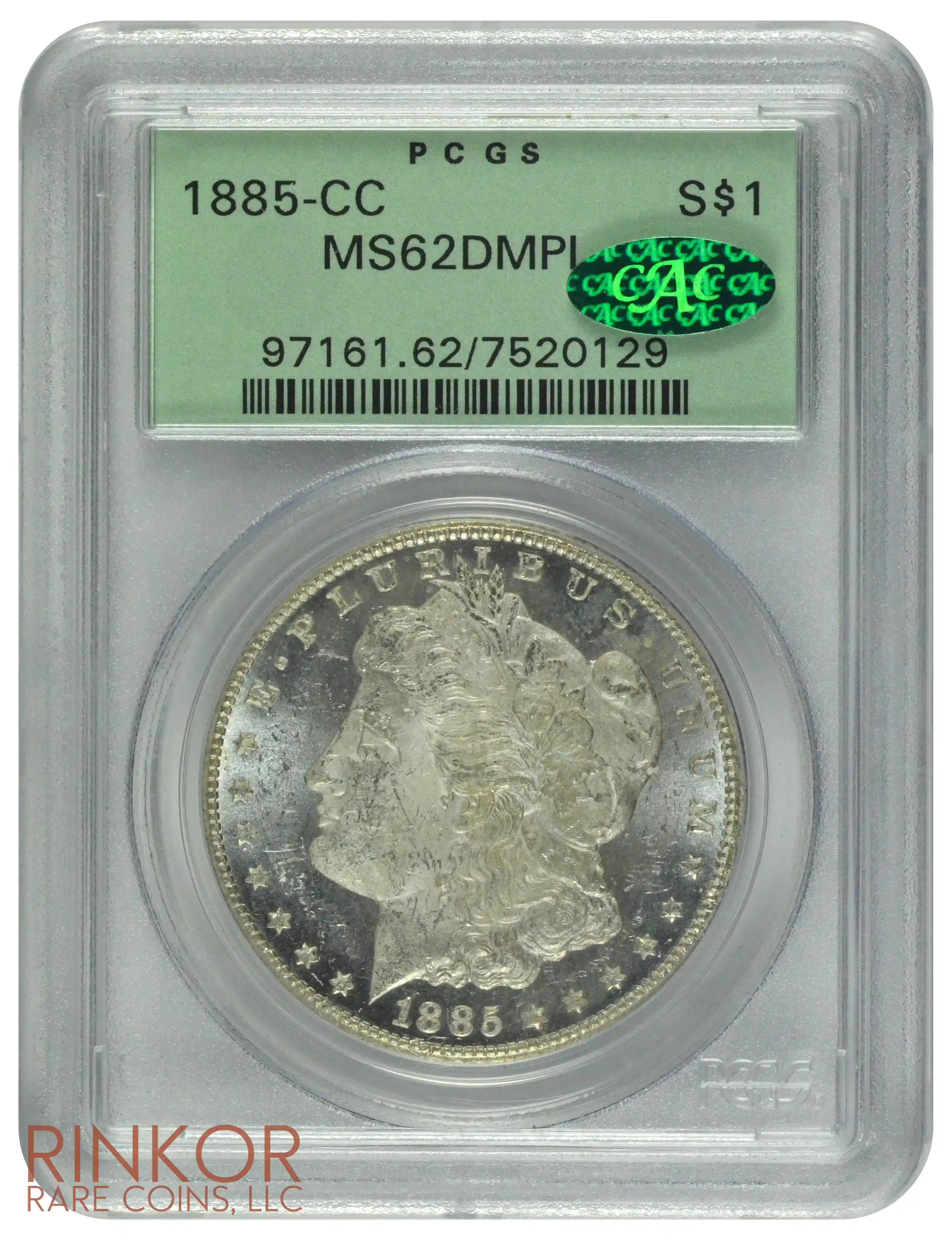 1885-CC $1 PCGS MS 62 DMPL CAC