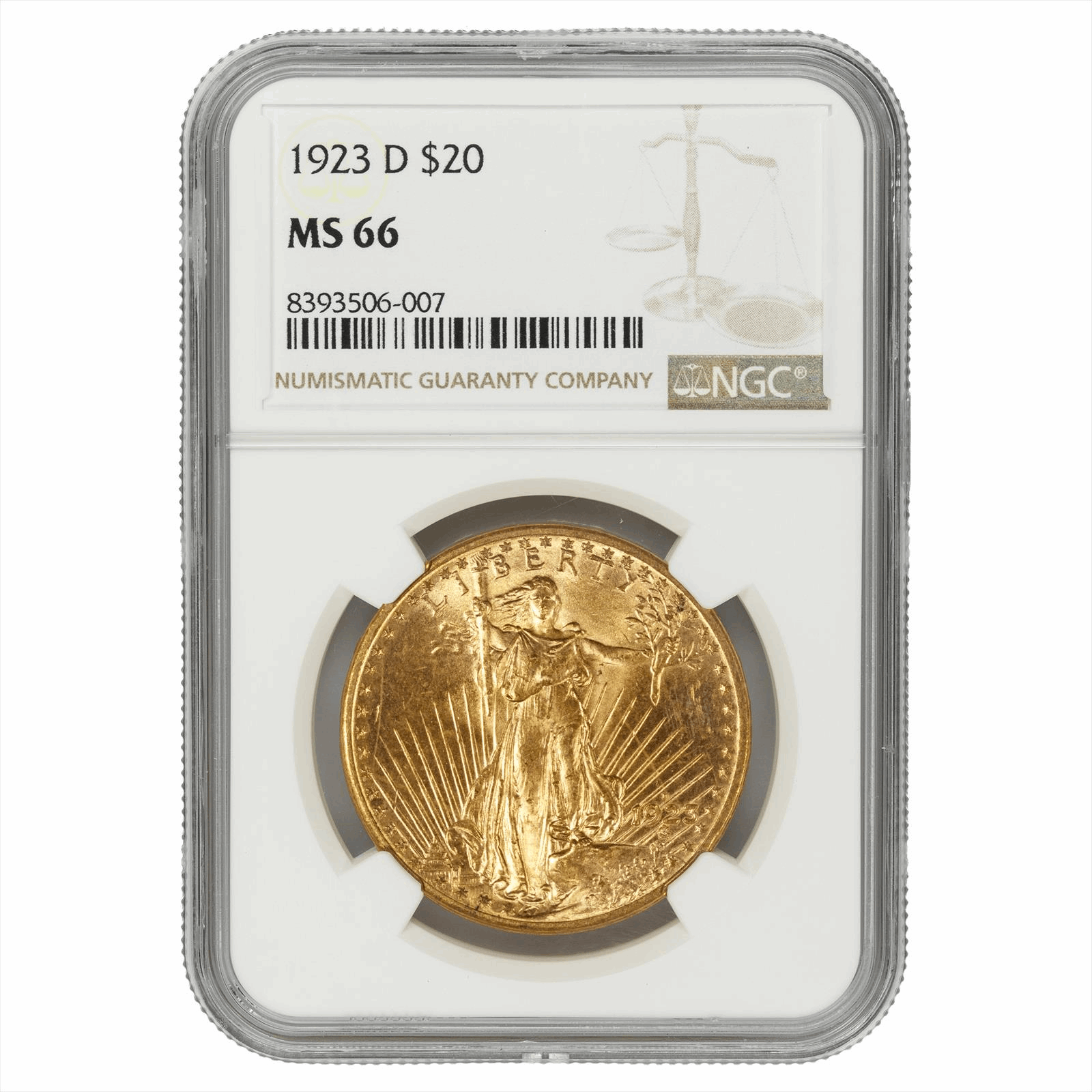 1923-D Saint Gaudens Double Eagle $20 NGC MS 66