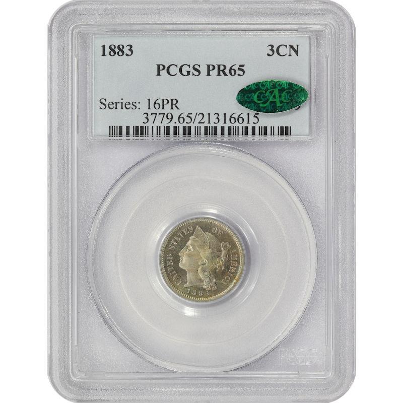 1883 3c Nickel PROOF - PCGS PR65 - CAC - Older Holder