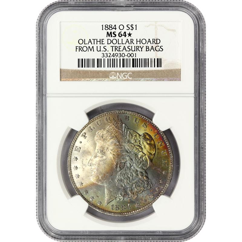 1884-O $1 Morgan Silver Dollar - NGC MS64* - Olathe Dollar Hoard