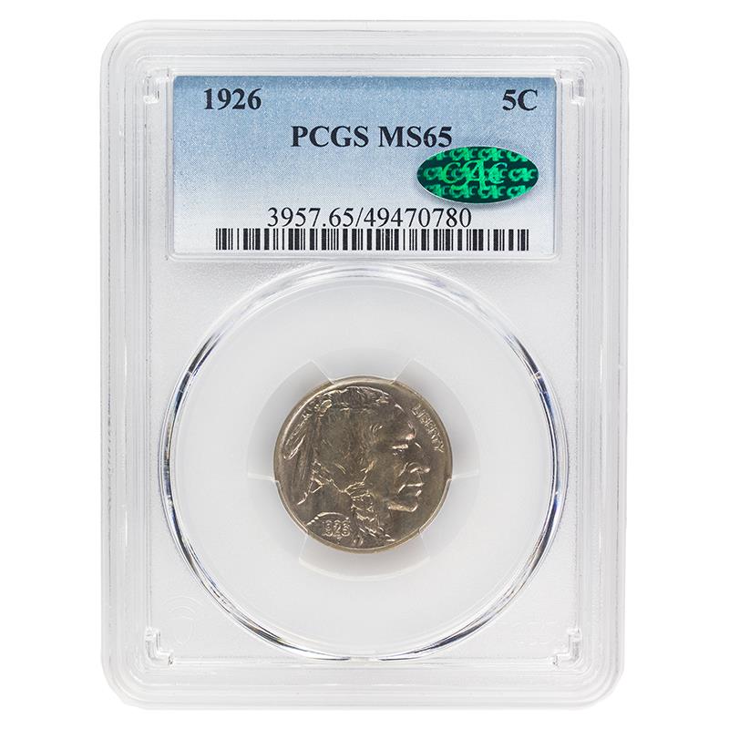 1926 Buffalo Nickel, 5C PCGS MS-65 CAC - Original Coin, PQ+