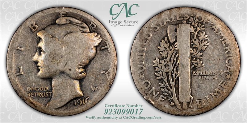 1916-D 10c CACG AG3