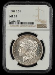 1887 S $1 NGC MS 61