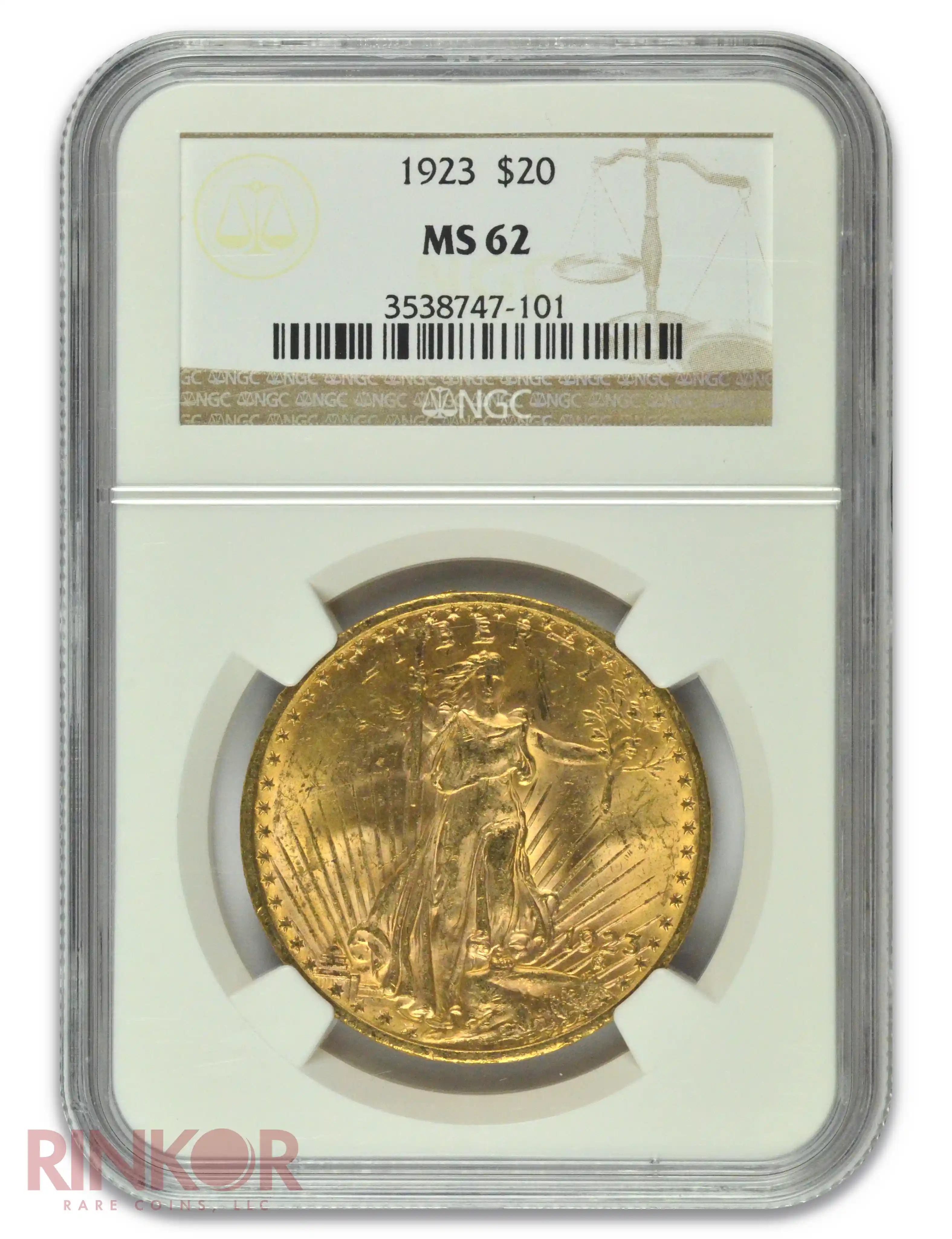 1923 $20 Saint Gaudens NGC MS 62