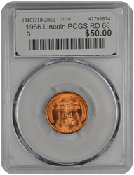 1956 Lincoln PCGS RD 66