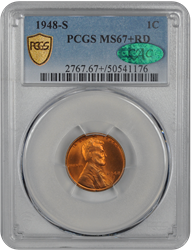 1948-S Lincoln PCGS CAC RD 67+