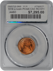 1916 Lincoln PCGS CAC RD 67+