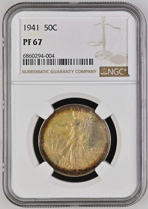 1941 Walking Liberty NGC PF67 CAC NO AW