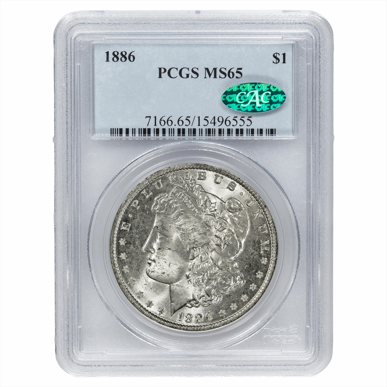 1886 Morgan Silver Dollar $1 PCGS MS 65 CAC