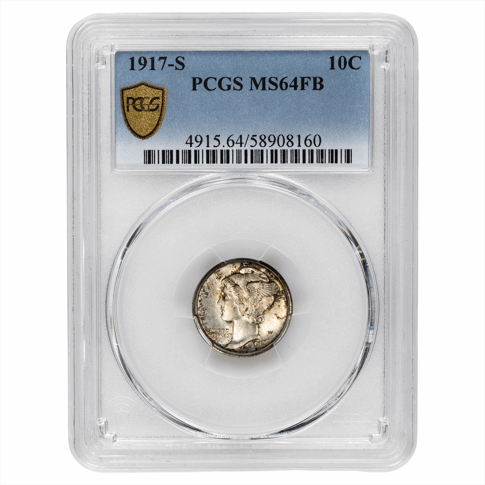 1917-S Mercury Dime 10C PCGS MS 64 FB