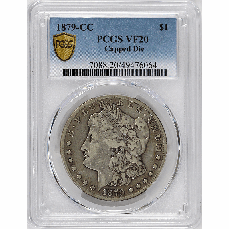 1879-CC $1 Morgan Silver Dollar - PCGS VF20 - CAPPED DIE, TrueView