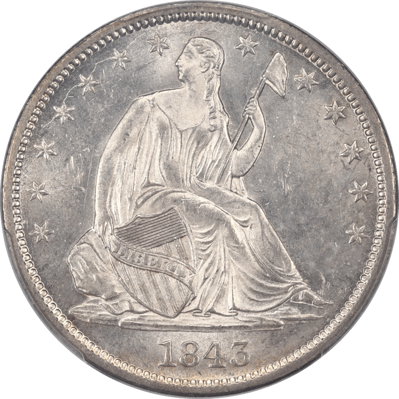 1843-O Liberty Seated Half Dollar PCGS MS62 - Satin-White Luster