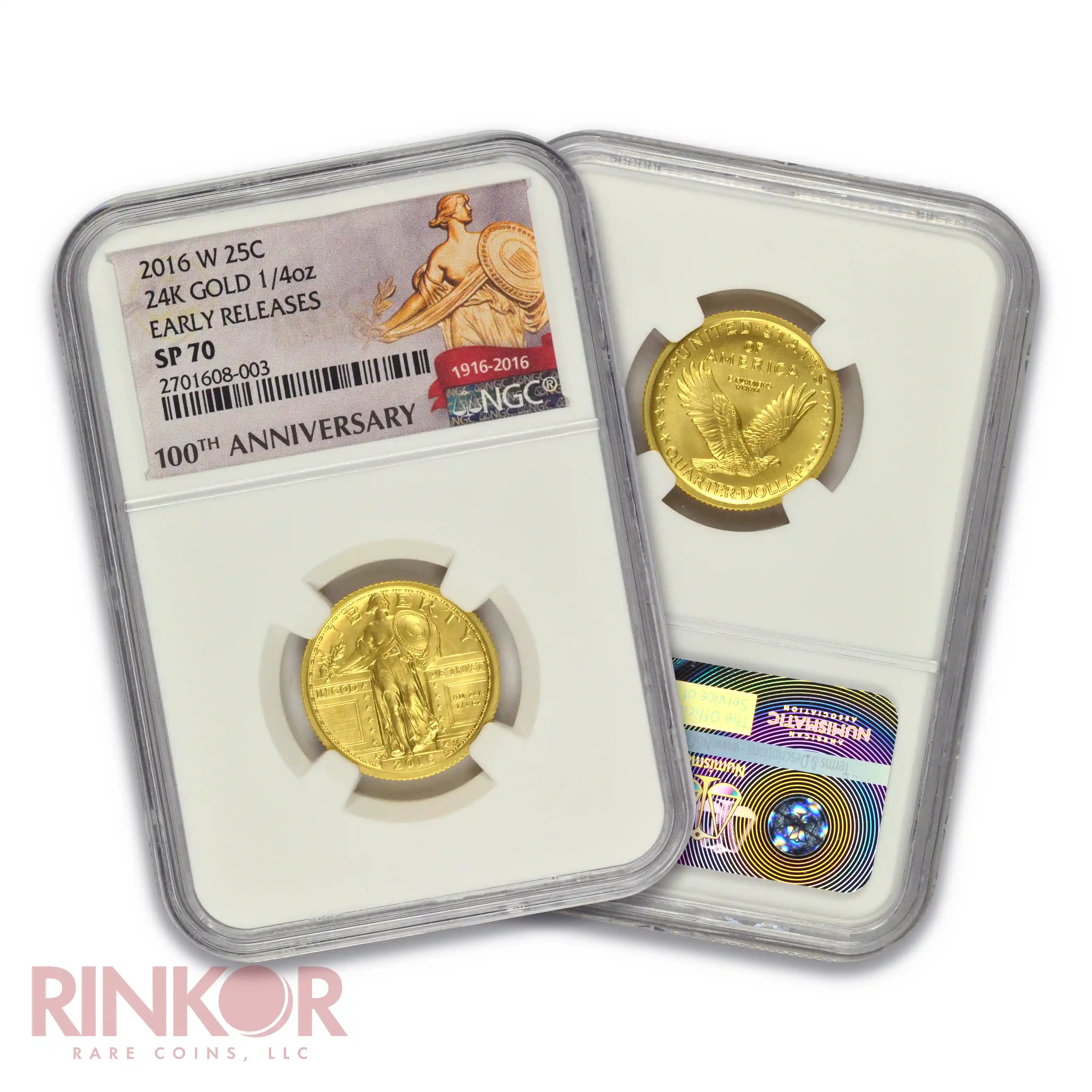 2016-W Gold 1/4oz Standing Liberty Quarter 100th Anniversary Early Releases NGC SP 70