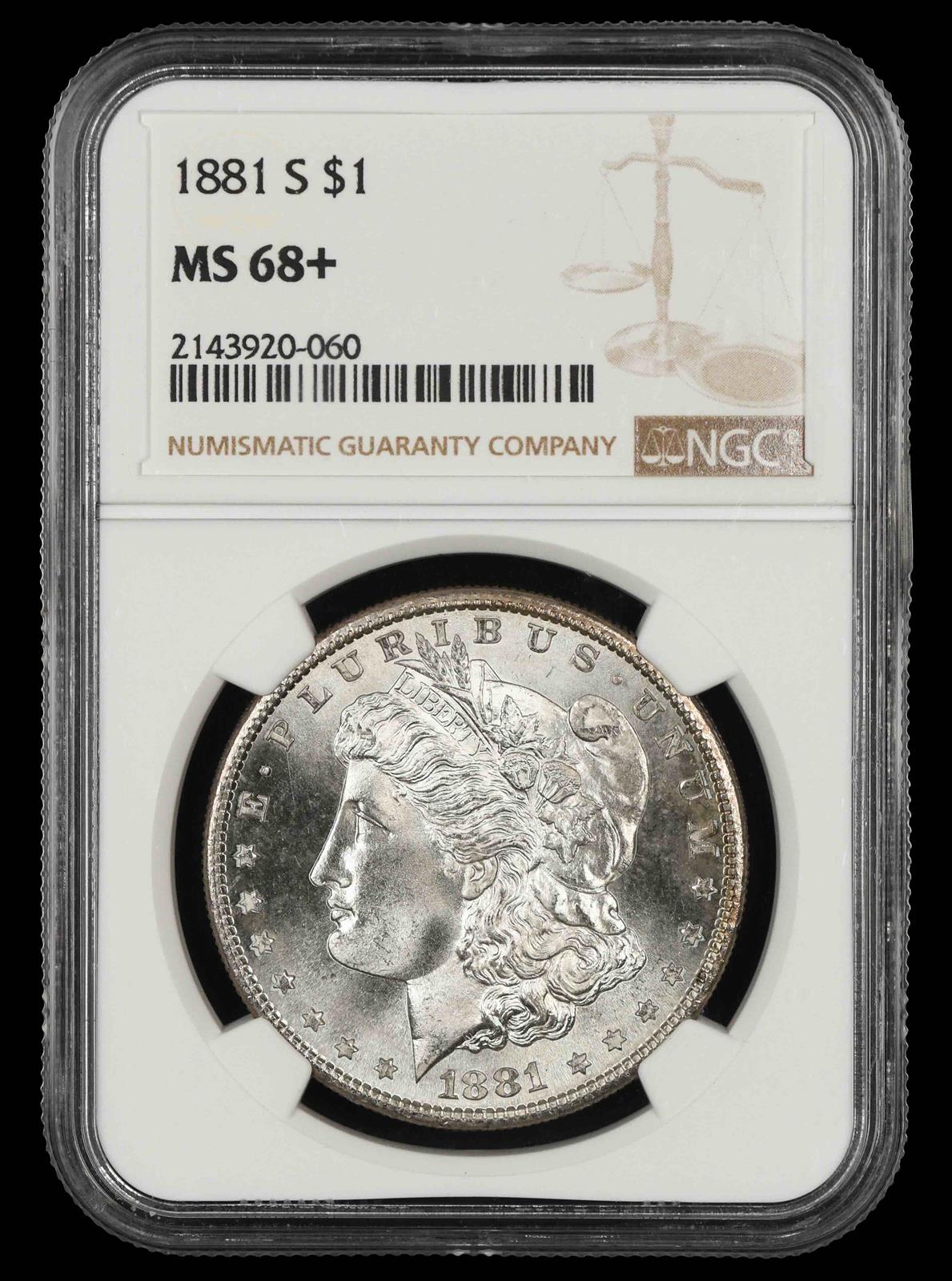 1881 S $1 NGC MS 68 +