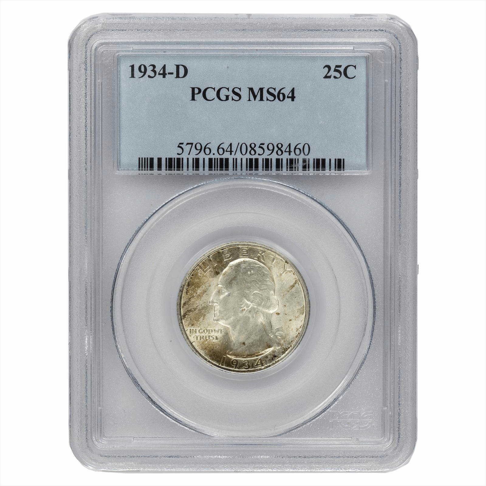 1934-D Washington Quarter 25C PCGS MS 64