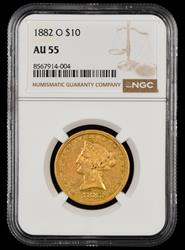 1882 O $10 NGC  AU55