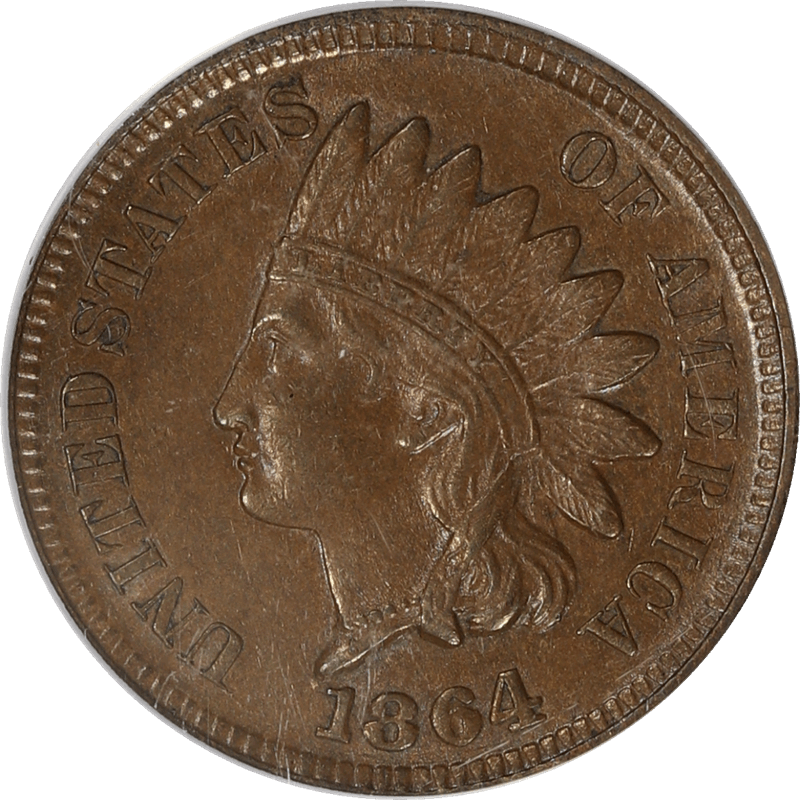 1864 Bronze Indian Cent 1c PCGS AU58 Brown