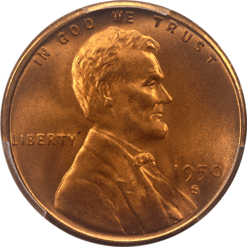 1950-S Lincoln Cent 1c PCGS MS67RD - Deep Vibrant Red
