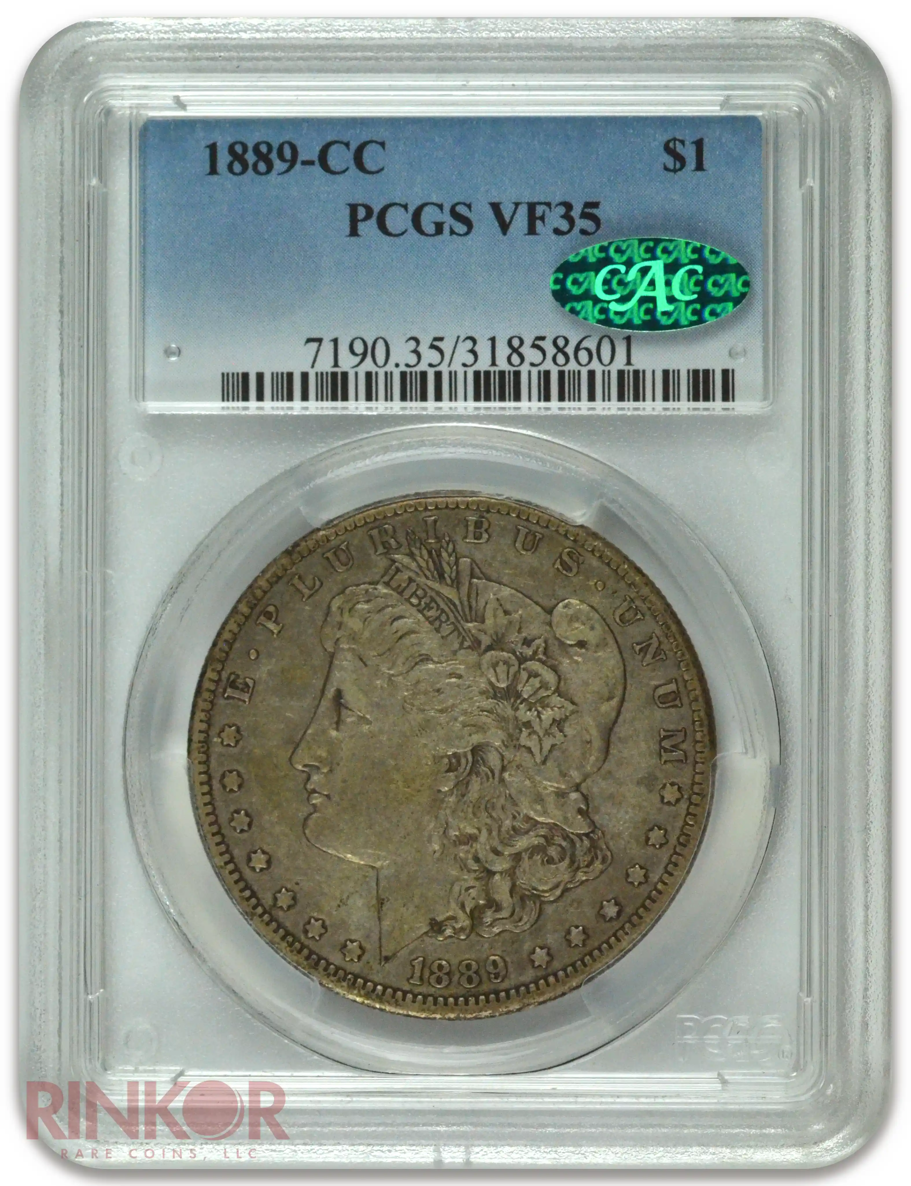 1889-CC $1 Morgan Dollar PCGS VF-35 CAC