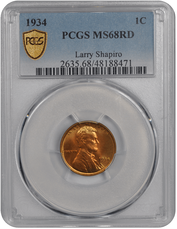 1934 Lincoln PCGS RD 68