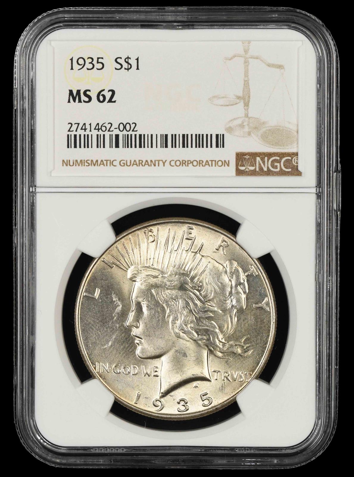 1935 $1 NGC MS 62
