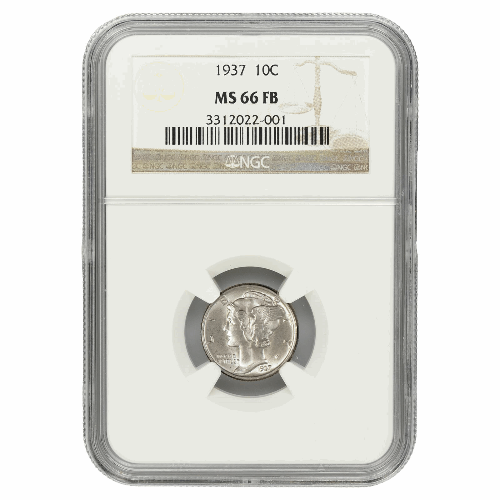 1937 Mercury Dime 10C NGC MS 66 FB