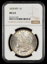 1878 8TF $1 NGC  MS63