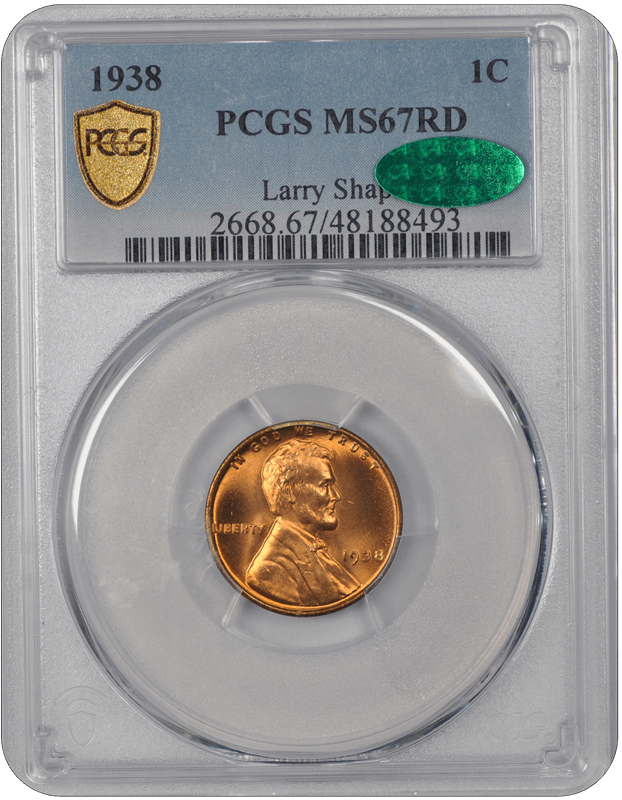 1938 Lincoln PCGS (CAC) RD 67 