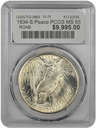 1934-S Peace PCGS MS 65