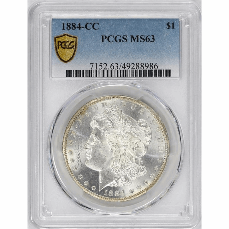 1884-CC $1 Morgan Silver Dollar - PCGS MS63 - Light Edge Toning - TrueView