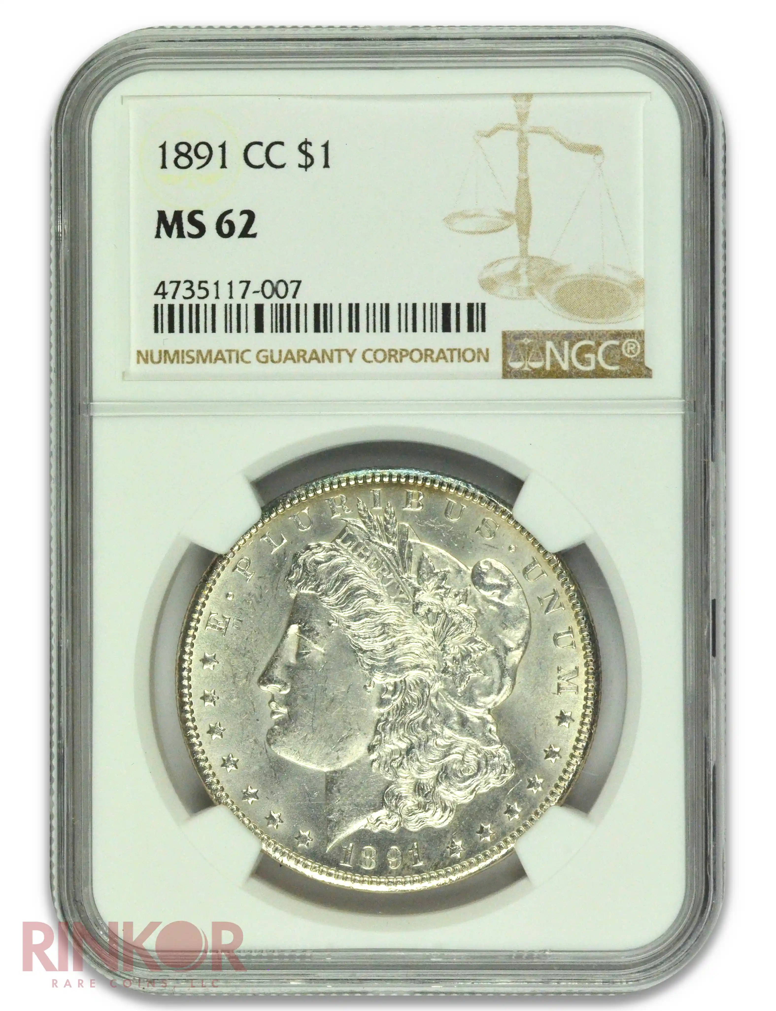 1891-CC $1 Morgan Dollar NGC MS 62