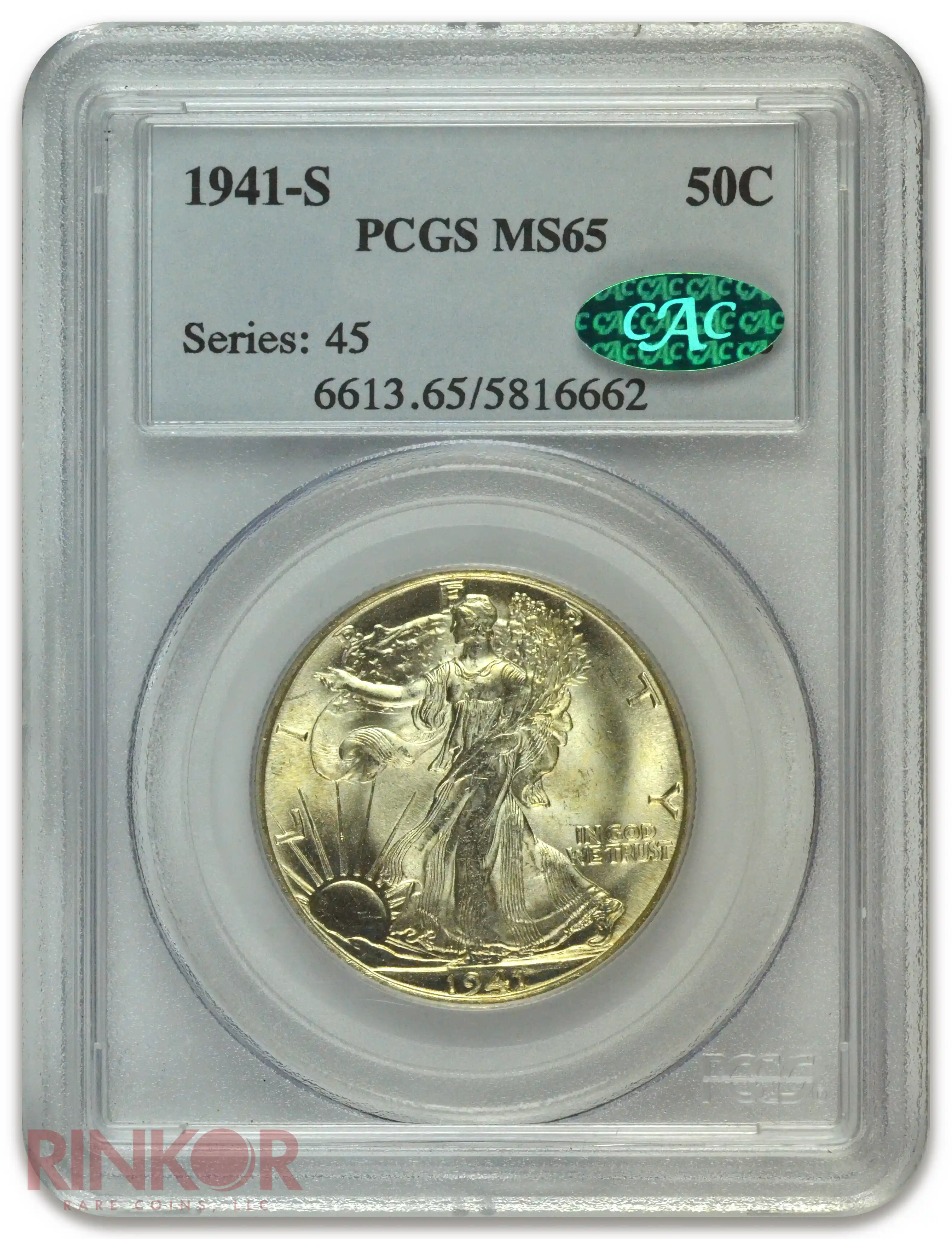 1941-S Walking Liberty Half Dollar PCGS MS 65 CAC