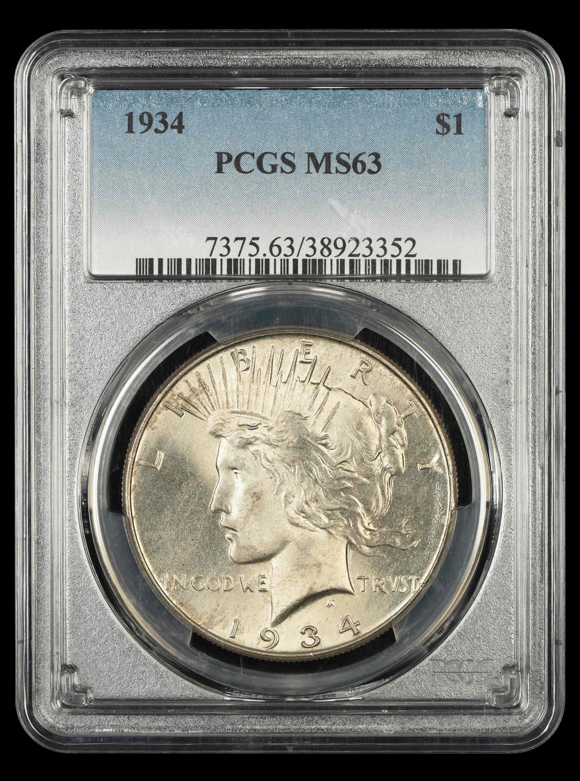 1934 $1 PCGS MS 63