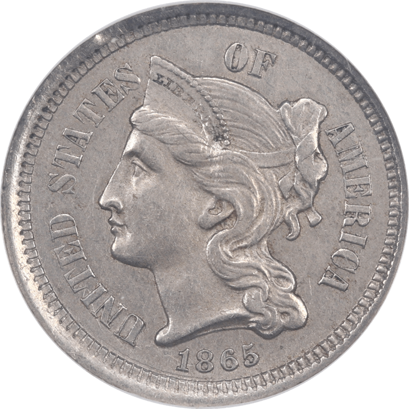 1865 Three Cent Nickel 3c NGC MS 61 - Nice Original Coin