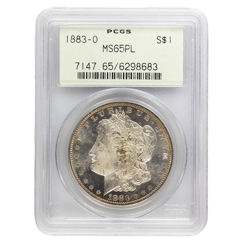 1883-O Morgan Dollar $1, PCGS MS65PL Proof Like Old Green Holder