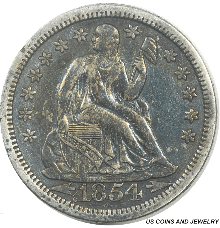 1854-O Seated Liberty Dime 10C AU Almost Uncirculated