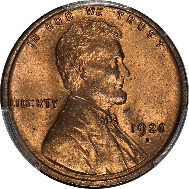 1920-D Lincoln Cent 1c, PCGS MS-65 RD -  Only 12 Higher