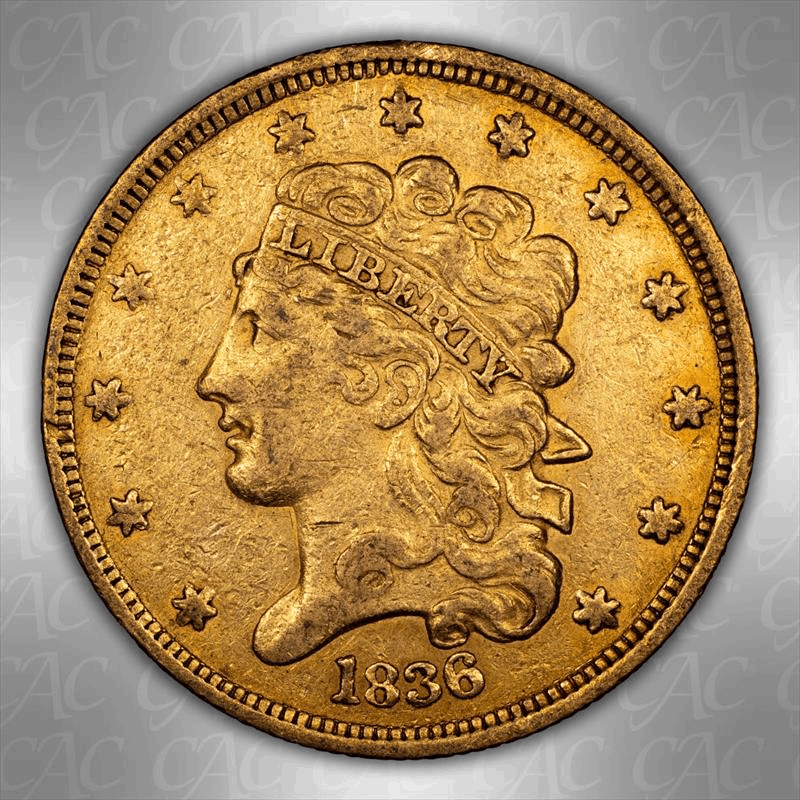 1836 $5 CACG VF-35