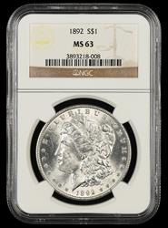 1892 $1 NGC  MS63