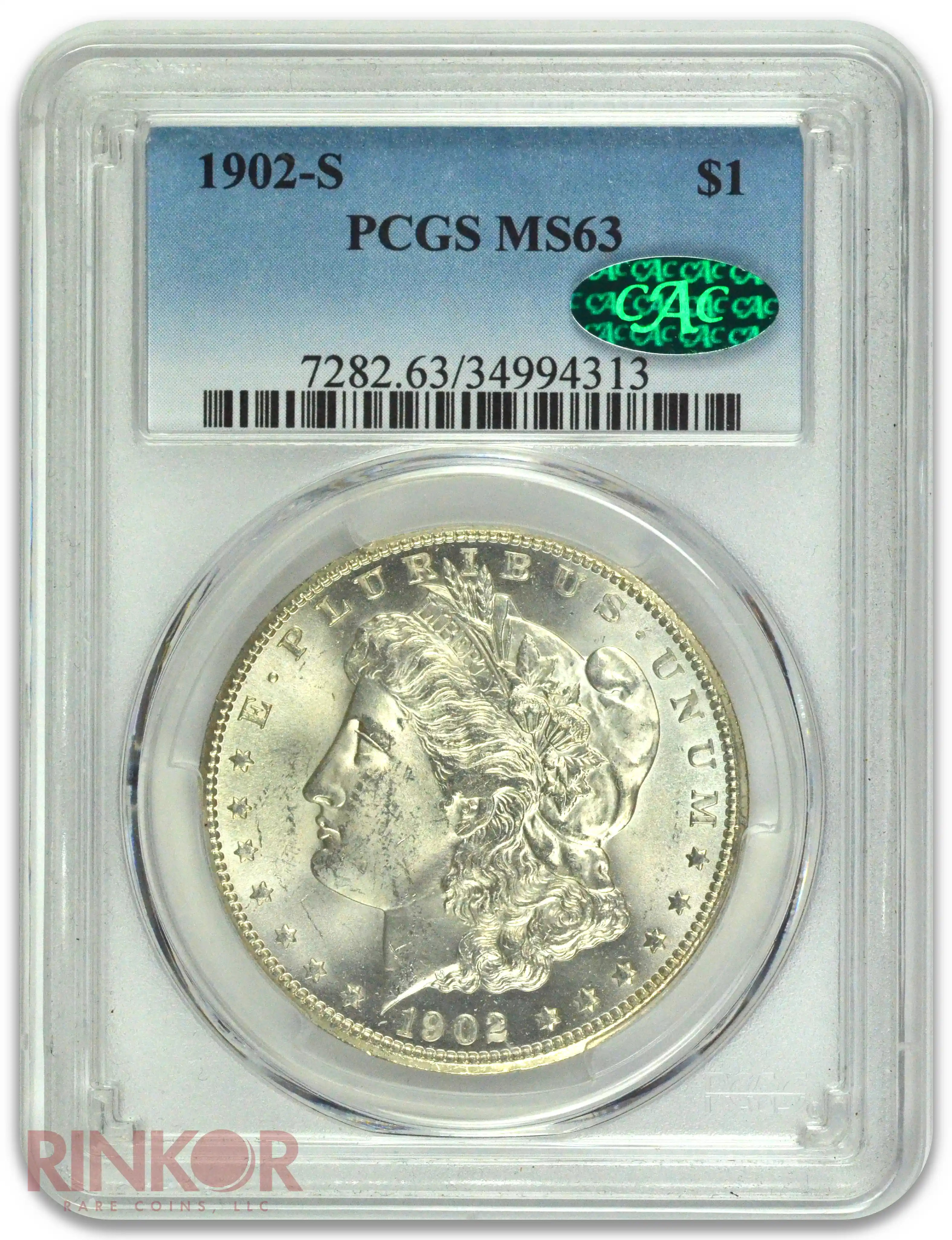 1902-S $1 Morgan Dollar PCGS MS 63 CAC