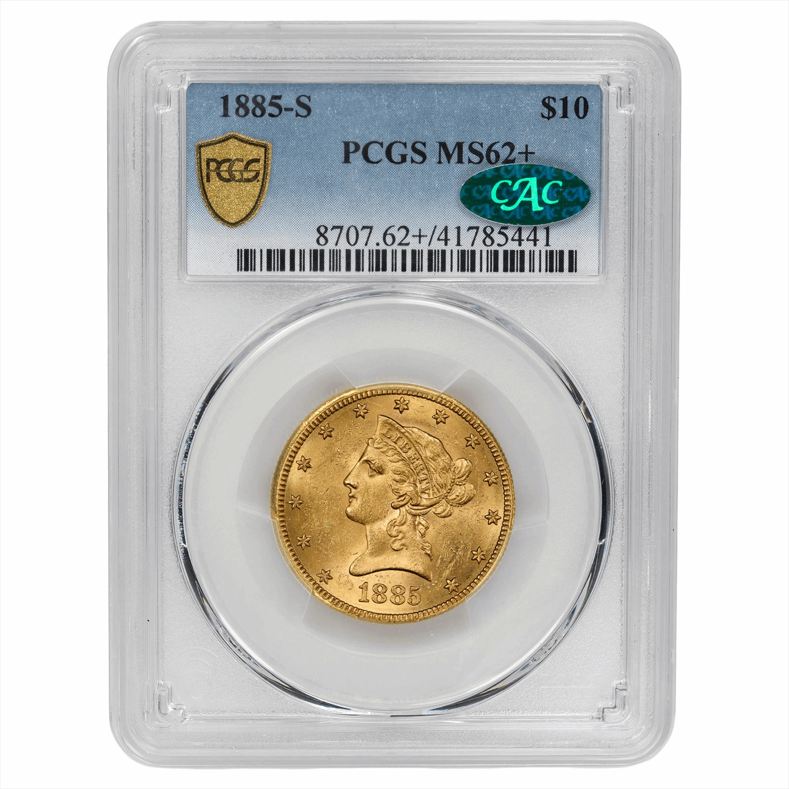 1885-S Liberty Head Gold Eagle $10 PCGS MS 62+ CAC